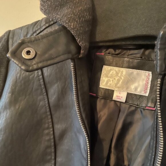 Xhilaration Black Faux Leather and Sweater Jacket Women- Size L - NWOT - Picture 5 of 14